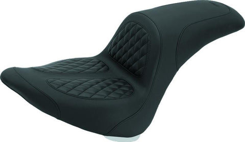 Mustang 06-17 Harley Softail Wide Tire (200mm) Fastback 1PC Seat w/Diamond Stitch - Black - 76982