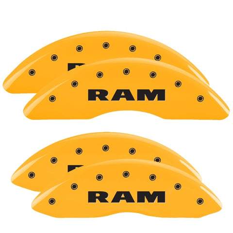 MGP 4 Caliper Covers Engraved Front & Rear Ram Yellow Finish Black Char 2010 Dodge Ram 2500 - 12124SRAMYL