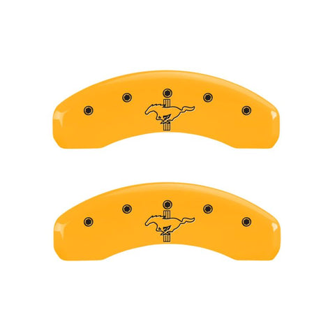 MGP 4 Caliper Covers Engraved Front 2015/Mustang Engraved Rear 2015/Bar & Pony Yellow fnsh black ch - 10204SMB2YL