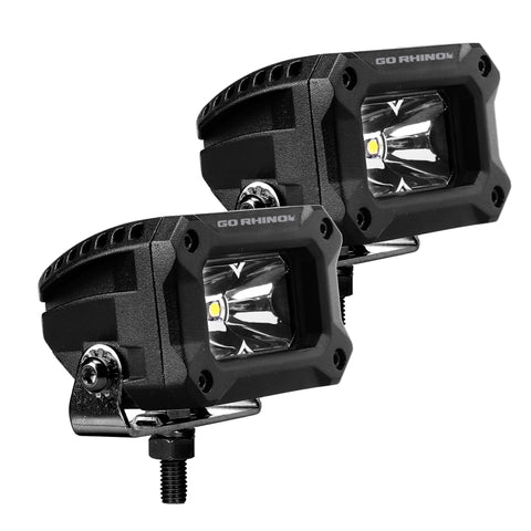 Go Rhino Xplor Bright Series Rectangle LED Spot Light Kit (Surface/Thread Stud Mnt) 3x2 - Blk (Pair) - 751003023SBS