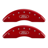 MGP 4 Caliper Covers Engraved Front & Rear Oval logo/Ford Red finish silver ch - 10023SFRDRD