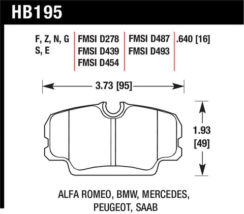 Hawk 84-4/91 BMW 325 (E30) HT-10 Front Race Pads (NOT FOR STREET USE) - HB195S.640