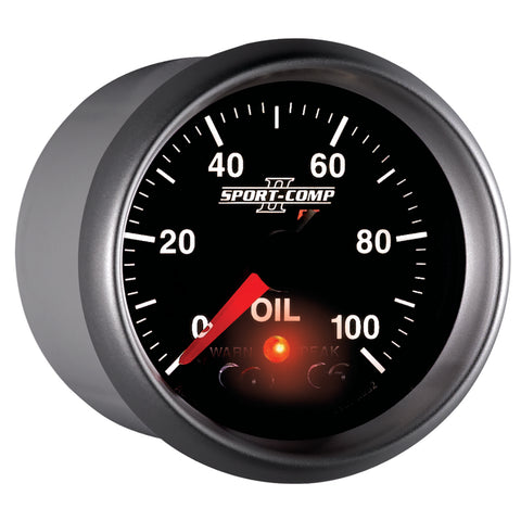 Autometer Sport-Comp II 52.4mm 0-100 PSI Oil Pressure Peak & Warn w/ Electronic Control Gauge - 3652