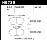 Hawk 2014 Ford Fiesta ST DTC-60 Front Brake Pads - HB725G.650