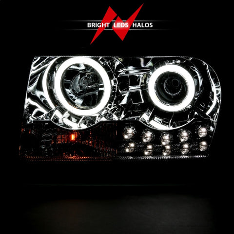 ANZO 2005-2010 Chrysler 300 Projector Headlights w/ Halo Chrome - 121136