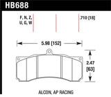Hawk AP Racing/Alcon Performance Ceramic Racing Front Brake Pads w/0.710in Thickness - HB688Z.710