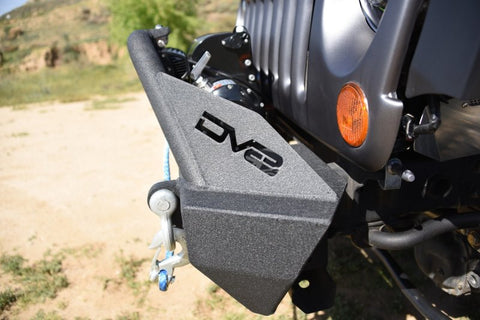 DV8 Offroad 07-18 Jeep Wrangler JK/JL FS-15 Steel Stubby Front Bumper w/ Fog Lights - FBSHTB-15