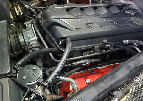 J&L 20-23 Chevrolet Corvette 6.2L LT2 Targa Top Passenger Side Oil Separator 3.0 - Clear Anodize - 3088P-C
