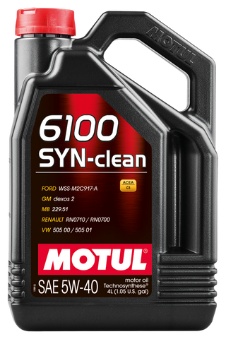 Motul 4x4L Engine Oil 6100 SYN-CLEAN 5W40 - VW 502.00/505.00 - MB 229.5 - 107942