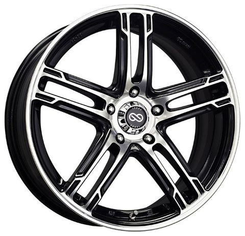 Enkei FD-05 17x7 5x100 40mm Offset 72.62 Bore Dia Black Machined Wheel - 434-770-8040BKM