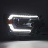 AlphaRex 12-15 Toyota Tacoma LUXX LED Projector Headlights Plank Style Black w/DRL - 880751