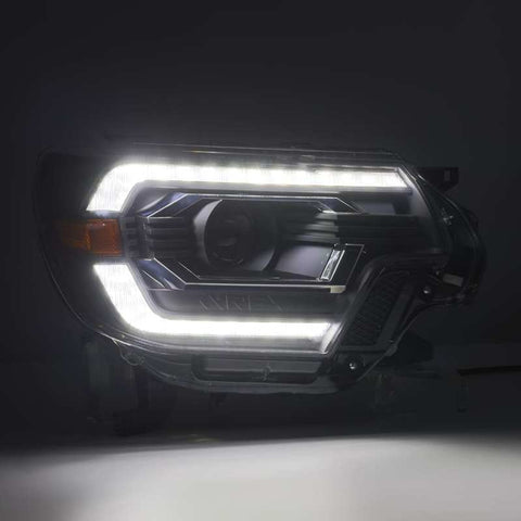 AlphaRex 12-15 Toyota Tacoma LUXX LED Projector Headlights Plank Style Black w/DRL - 880751