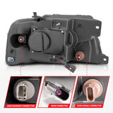 ANZO 2004-2008 Ford  F-150 Projector Headlights w/ Light Bar Black Housing - 111541
