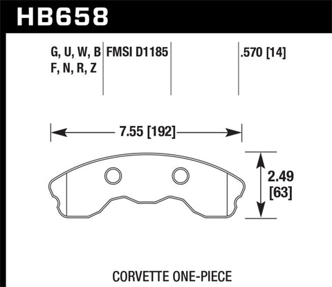 Hawk 06-10 Chevy Corvette (Improved Pad Design) Front HPS Street Brake Pads - HB658F.570