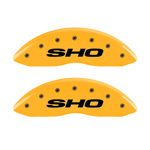 MGP 4 Caliper Covers Engraved Front & Rear SHO Yellow finish black ch - 10128SSHOYL