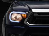 Raxiom 12-15 Toyota Tacoma Axial Series Headlights/Seq LED Bar- Black- Clear Lens - TT21848