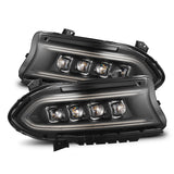 AlphaRex 15-23 Dodge Charger NOVA-Series LED Proj Headlights Blk w/Activtn Light & Seq.Sig / SB DRL - 880499