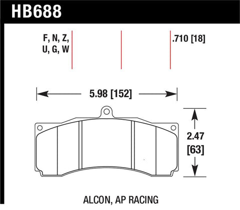 Hawk AP Racing / Stoptech / Alcon DTC-60 Race Brake Pads - HB688G.710