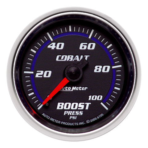 Autometer Cobalt 52mm 0-100psi Mechanical Boost Gauge - 6106