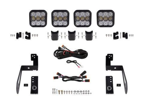 Diode Dynamics Jeep JK SS5 4-Pod CrossLink Grille Lightbar Kit Sport - White Combo - DD7229