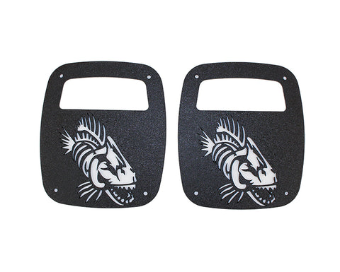 Fishbone Offroad Jeep Wrangler CJ YJ TJ Tail Light Covers - Black Textured Powdercoat - FB31044