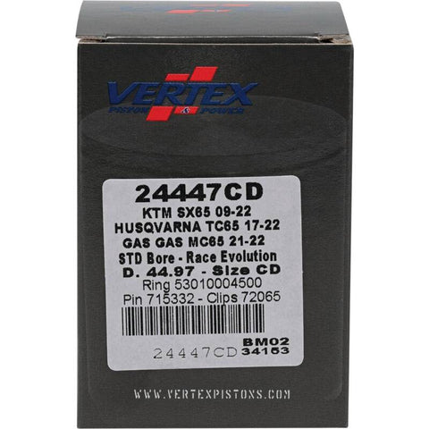Vertex Piston 09-24 KTM 65 SX 65cc Cast Race Evolution Piston Kit - 24447CD