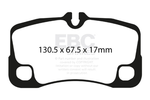 EBC 09-12 Porsche 911 (997) (Cast Iron Rotor only) 3.6 Carrera 2 Yellowstuff Rear Brake Pads - DP41930R