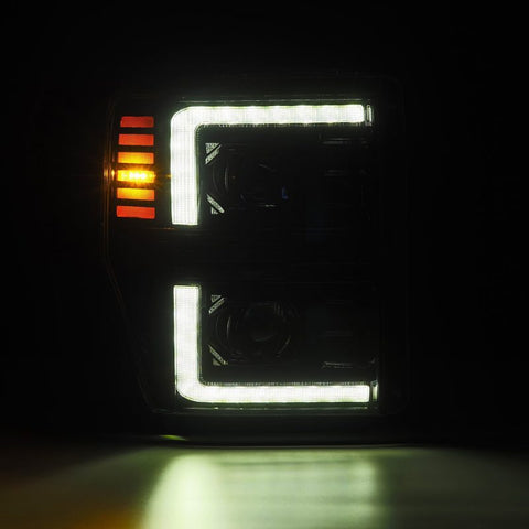 AlphaRex 08-10 Ford F250-550 PRO-Series Projector headlights Alpha-Black w/Activ Light/Seq Signal - 880309