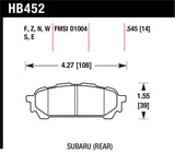 Hawk 03-05 WRX D1004 HPS Street Rear Brake Pads - HB452F.545