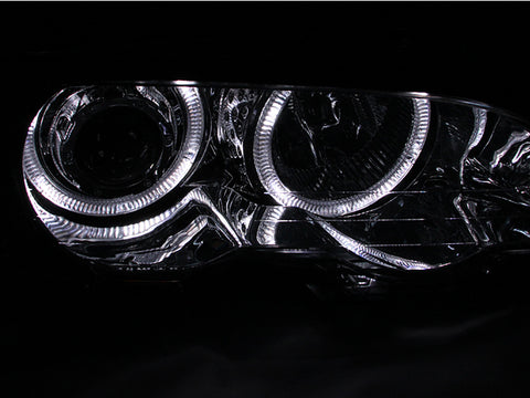 ANZO 2000-2003 BMW 3 Series E46 Projector Headlights w/ Halo Chrome - 121268