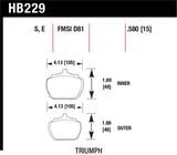 Hawk 70-73 Triumph Stag / 80-82 Triumph TR8 HT-10 Race Front Brake Pads - HB229S.580