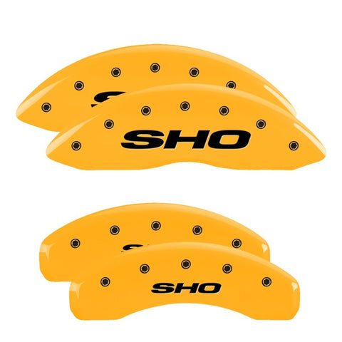 MGP 4 Caliper Covers Engraved Front & Rear SHO Yellow finish black ch - 10128SSHOYL