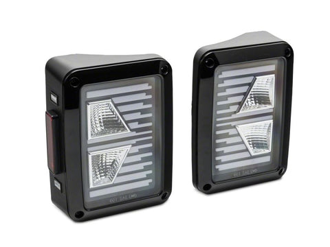 Raxiom 07-18 Jeep Wrangler JK Axial Series Vision LED Tail Lights- Blk Housing (Clear Lens) - J130809