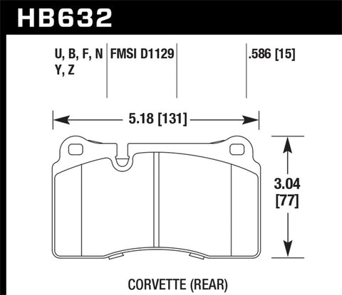 Hawk 06-10 VW Touareg Front / 09-11 Corvette Z06/ZR-1 (w/Carbon Ceramic Brake Package and Iron rotor - HB632Z.586