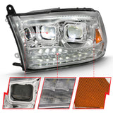 ANZO 2009-2018 Dodge Ram 1500 Led Projector Plank Style Switchback H.L Halo Chrome Amber (OE Style) - 111465