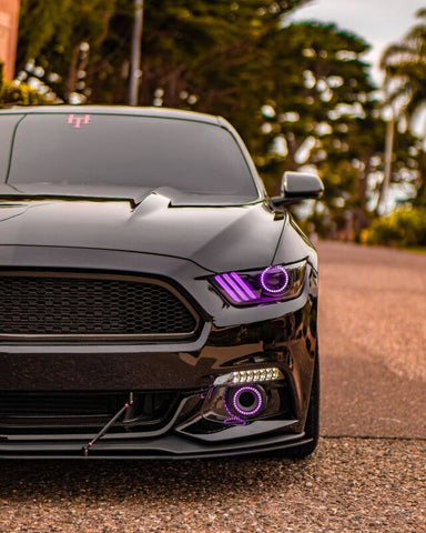 Oracle 15-17 Ford Mustang V6/GT/Shelby DRL w/ Halo Kit - ColorSHIFT w/ 2.0 Controller - 2267-333