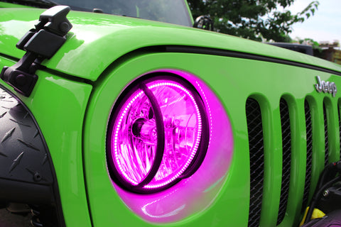 Oracle Jeep Wrangler JK 07-17 LED Waterproof Halo Kit - ColorSHIFT w/ Simple Controller - 3943-504