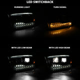 ANZO 16-18 Chevrolet Silverado 1500 LED Projector Headlights w/Plank Style Switchback Chrome w/Amber - 111421