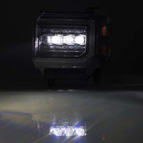 AlphaRex 14-18 GMC Sierra NOVA LED Proj Headlights Plank Style Black w/Activ Light/Seq Signal/DRL - 880617