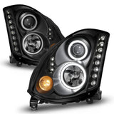 ANZO 2003-2007 Infiniti G35 Projector Headlights w/ Halo Black (CCFL) (HID Compatible) - 121363