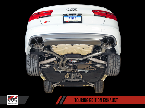 AWE Tuning Audi C7 / C7.5 S6 4.0T Touring Edition Exhaust - Polished Silver Tips - 3415-42010