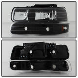 xTune Chevy Tahoe 00-06 Amber Crystal Headlights w/ Bumper Lights Black HD-JH-CSIL99-SET-AM-BK - 5064219