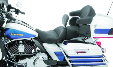 Mustang 08-21 Harley Electra Glide,Rd King,Str Glide Touring Heated 1PC Seat w/Driver Backrest-Black - 79643