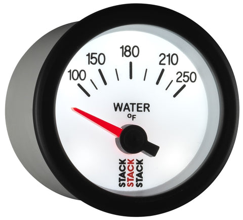 Autometer Stack 52mm 100-250 Deg F 1/8in NPTF Electric Water Temp Gauge - White - ST3258