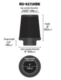 K&N Universal Rubber Filter-Round Tapered 4in Flange ID x 8in Base OD x 6.625in Top OD x 8in H - RU-5171HBK