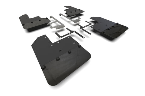 Rally Armor 19-23 Jeep JT Gladiator Mojave/Rubicon Black Mud Flap w/ Metallic Black Logo - MF104-BLK-MBK