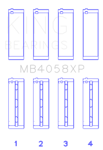 King Engine Bearings Nissan VQ35DE (Size +0.25) Performance Main Bearing Set - MB4058XP0.25