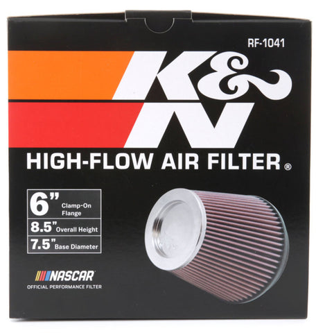 K&N Round Tapered Universal Air Filter 6 inch Flange 7 1/2 inch Base 5 inch Top 7 1/2 inch Height - RF-1041