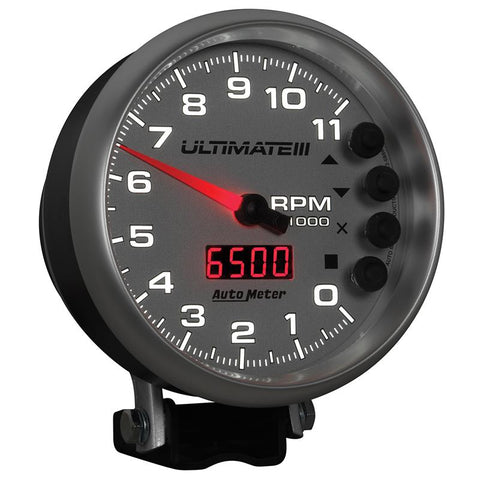 Autometer 5 inch Ultimate III Playback Tachometer 11000 RPM - Silver - 6886