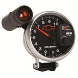 Autometer GM Bowtie Black 5in 10000 RPM Pedestal Electronic Tachometer w/ Ext Shift Light - 3699-00406